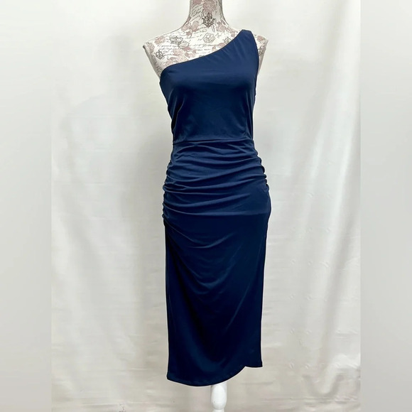 SOCIALITE Navy blue one shoulder‎ mini dress size M. - Picture 4 of 15